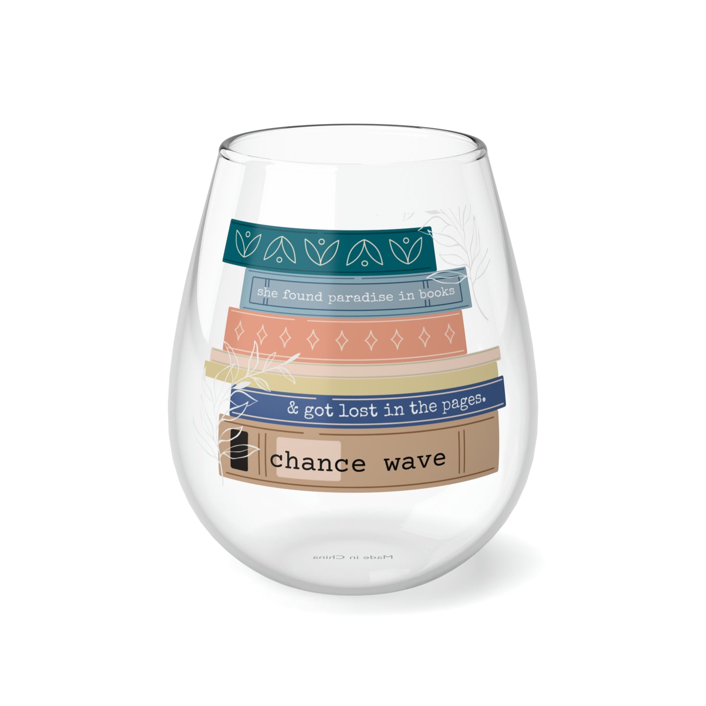 Book Paradise Stemless Wine Glass, 11.75oz