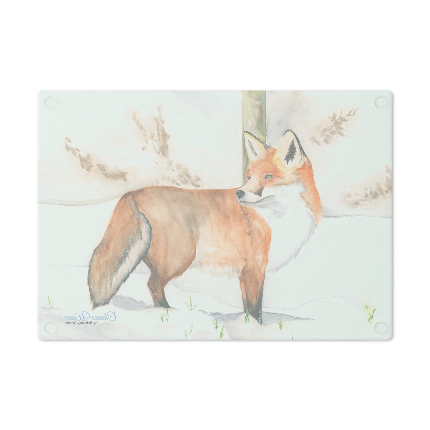 Winter Fox Tempered Glass Cutting Board
