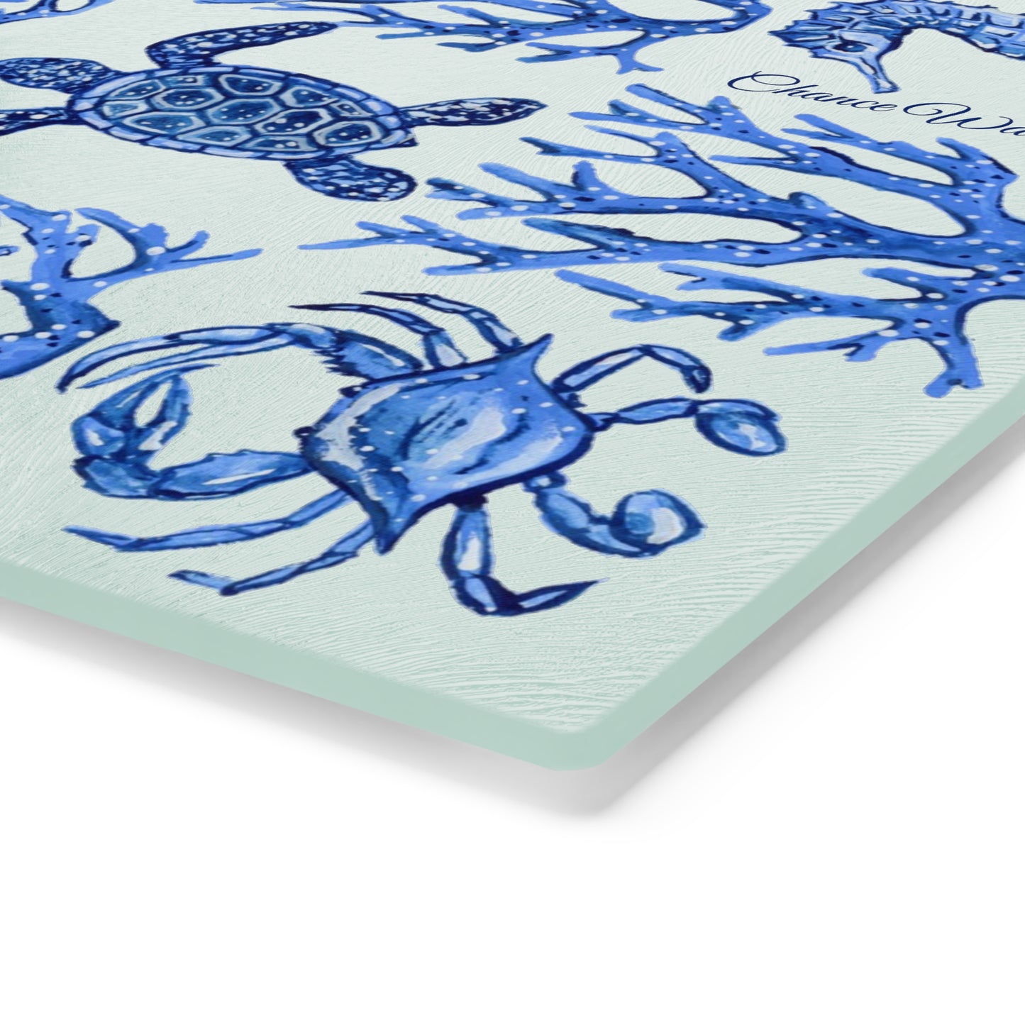 Ocean Pattern Tempered Glass Cutting Board