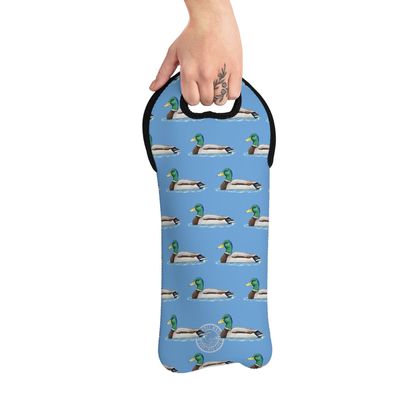 Mallard Pattern Wine Tote Bag