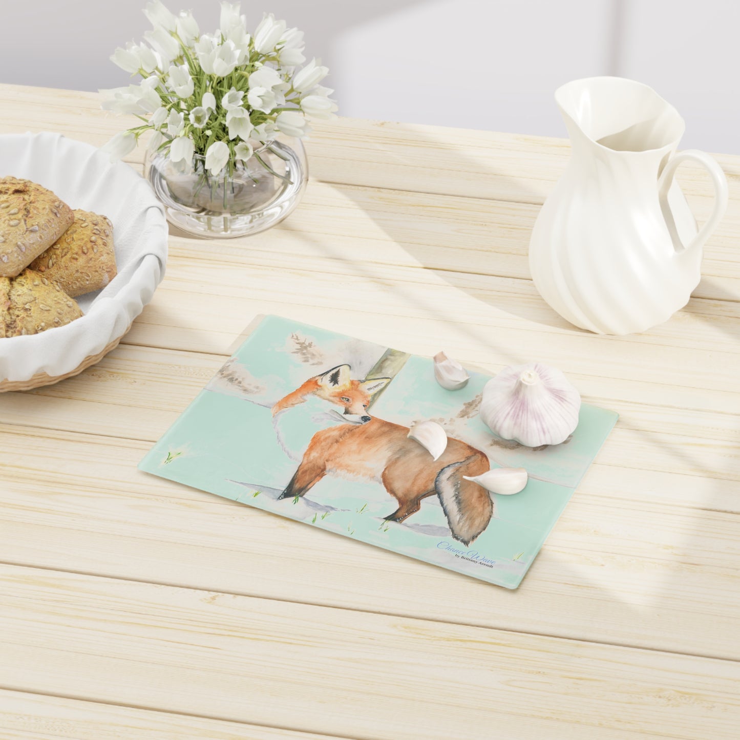 Winter Fox Tempered Glass Cutting Board
