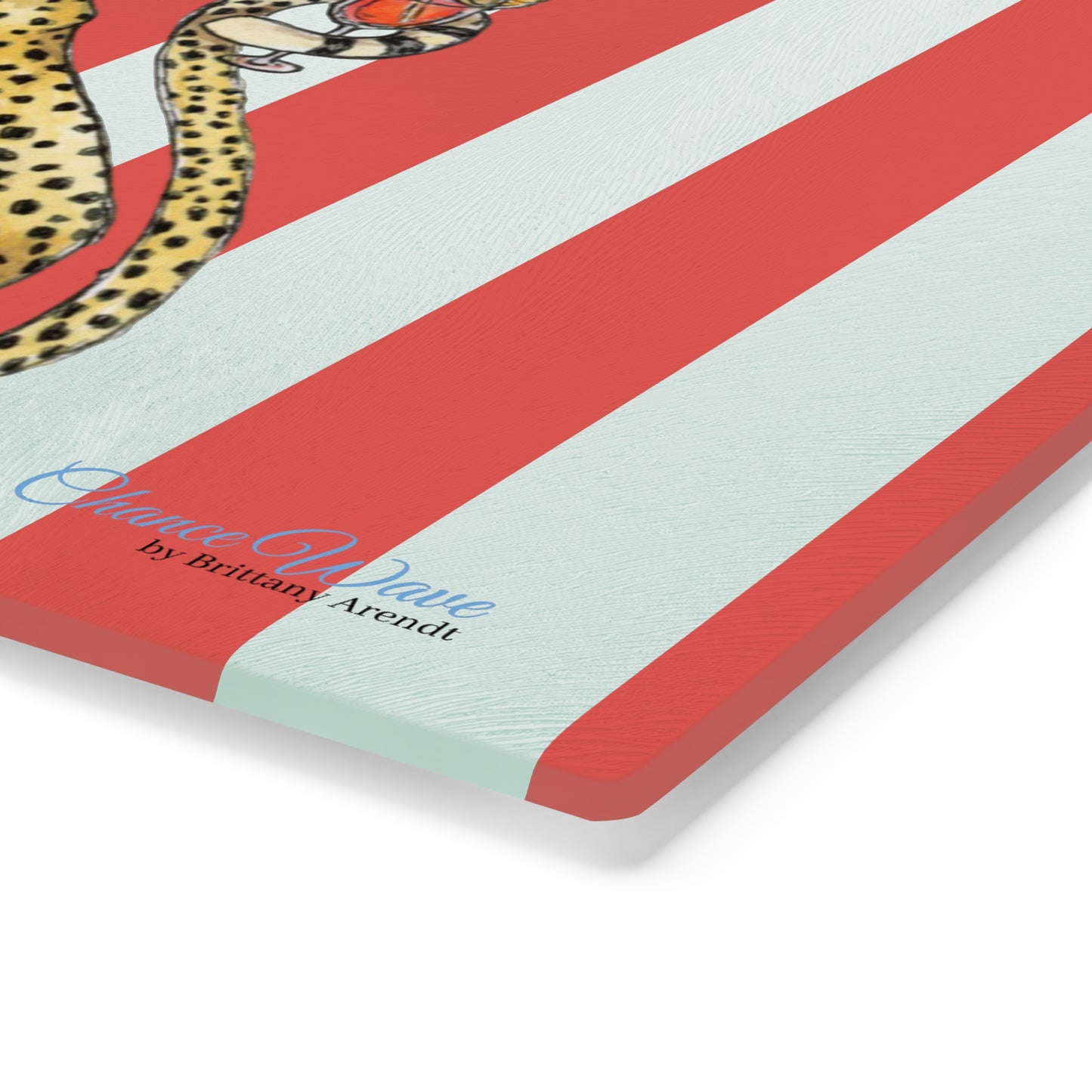 Cheetah Spritz Party Animal Tempered Glass Cutting Board