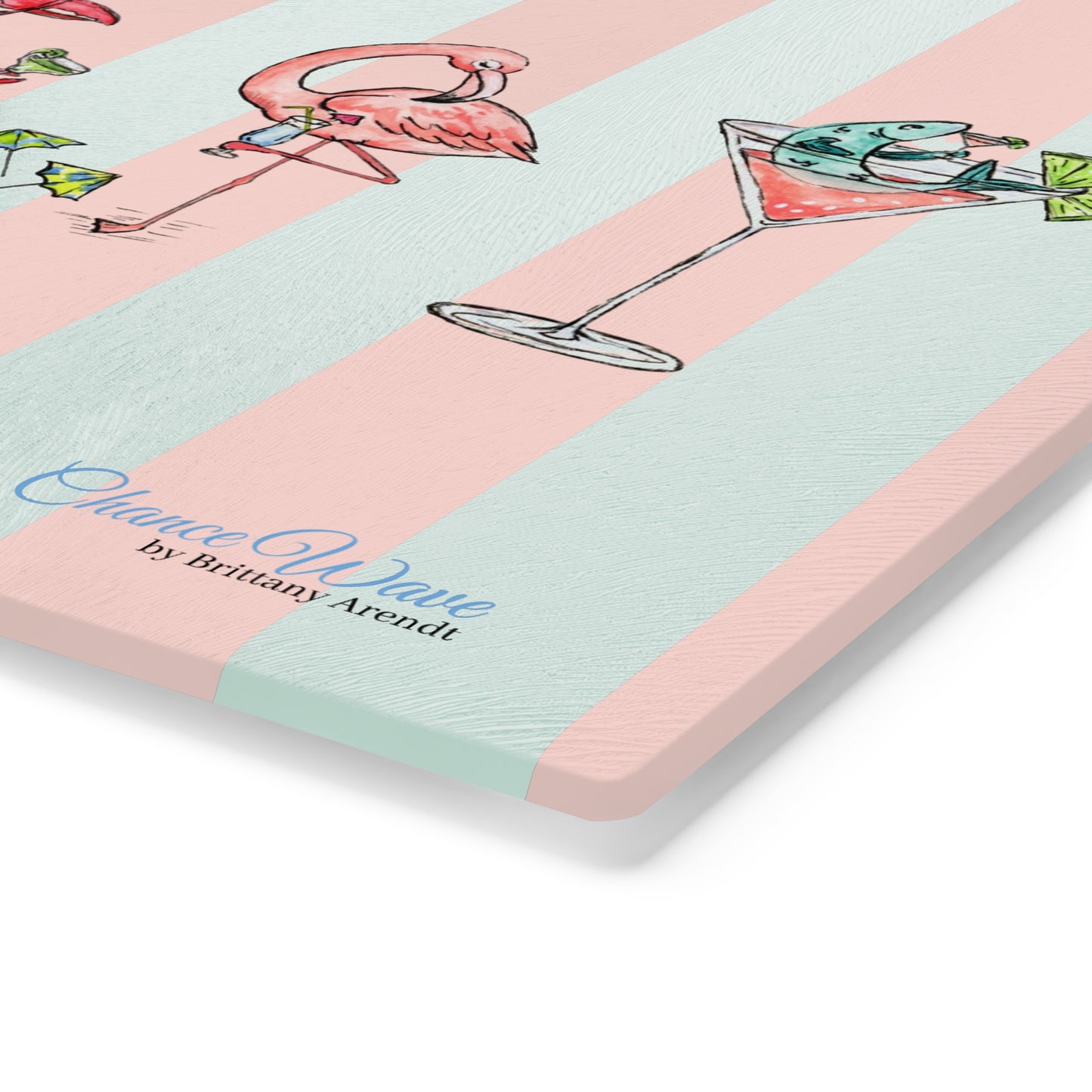 Coastal Party Animals Tempered Glass Cutting Board