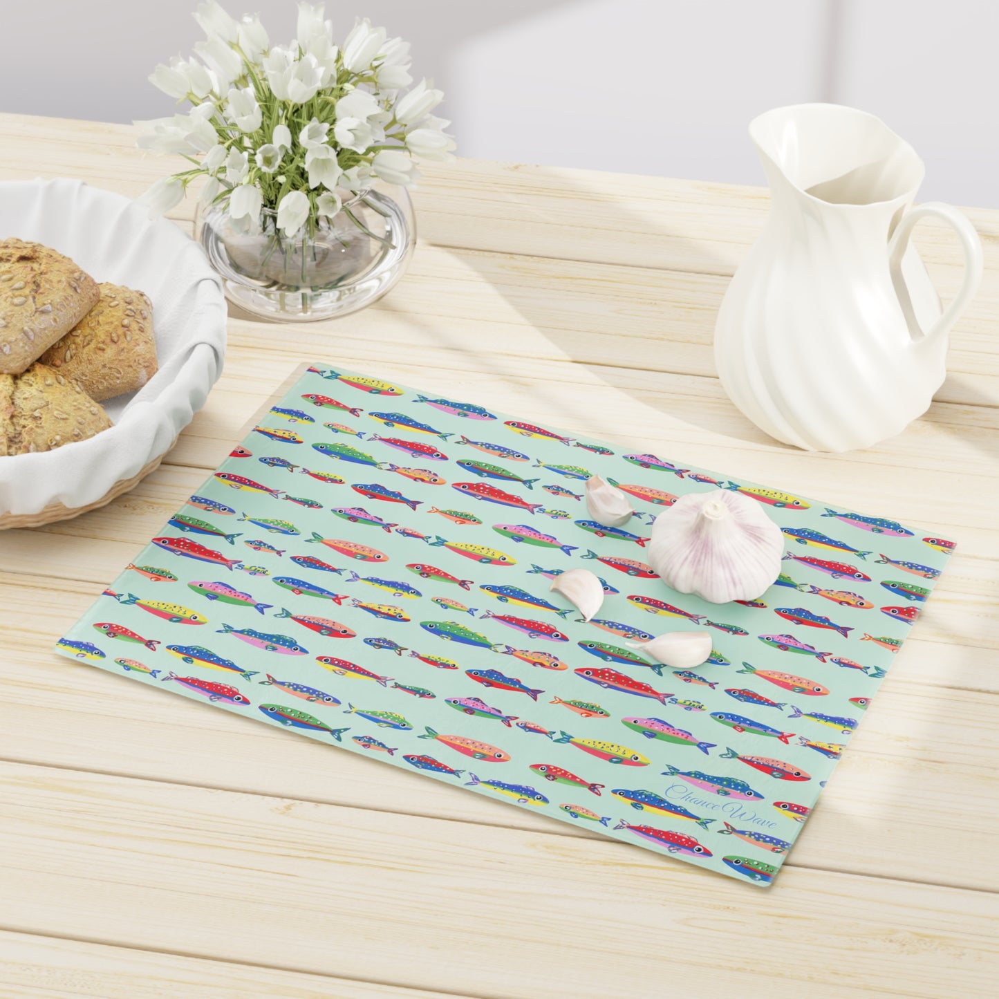 Fishy Tempered Glass Cutting Board