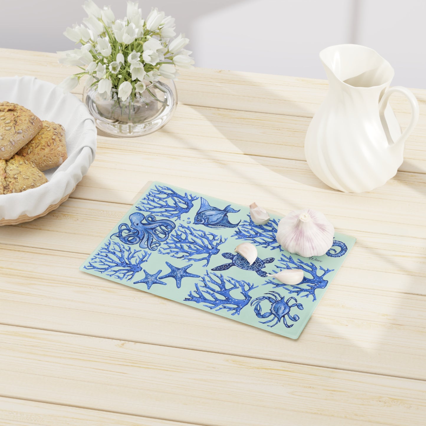 Ocean Pattern Tempered Glass Cutting Board