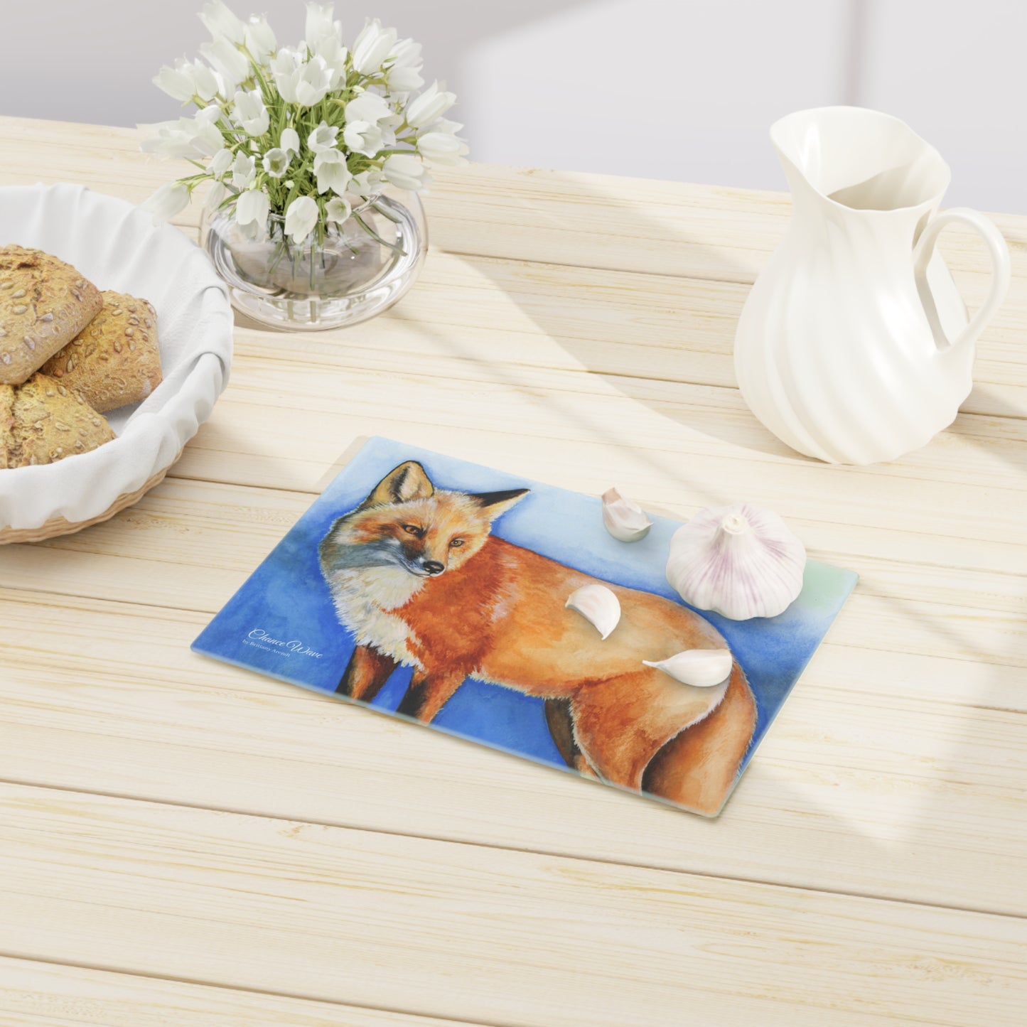 Fox Tempered Glass Cutting Board