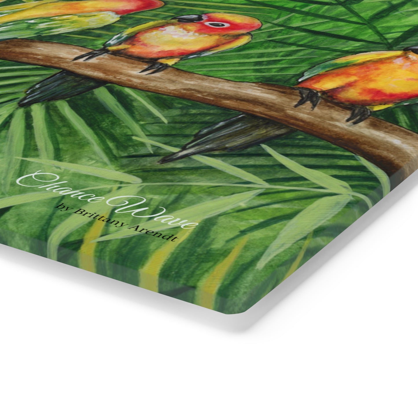 Love Birds Tempered Glass Cutting Board
