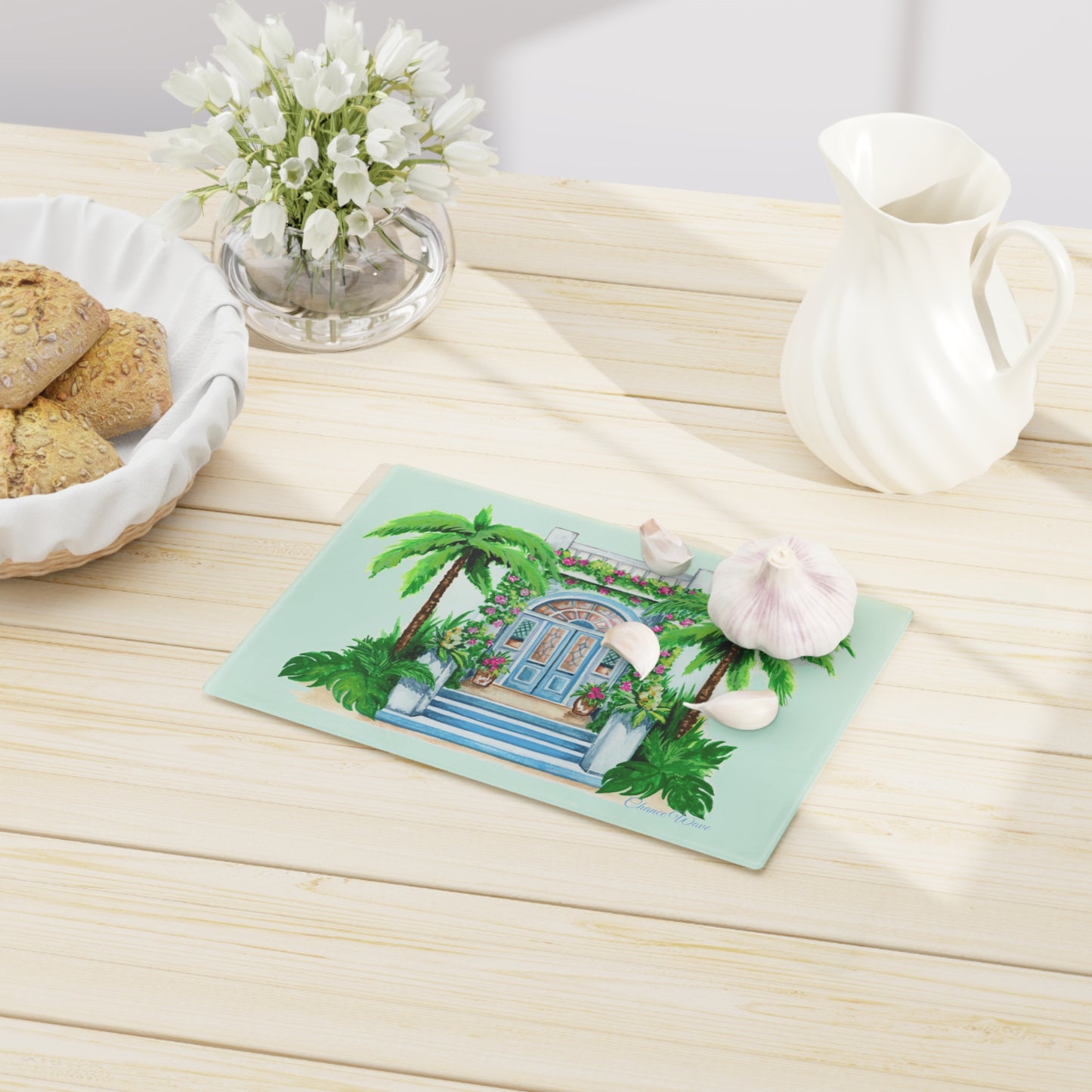 Door to Paradise Tempered Glass Cutting Board