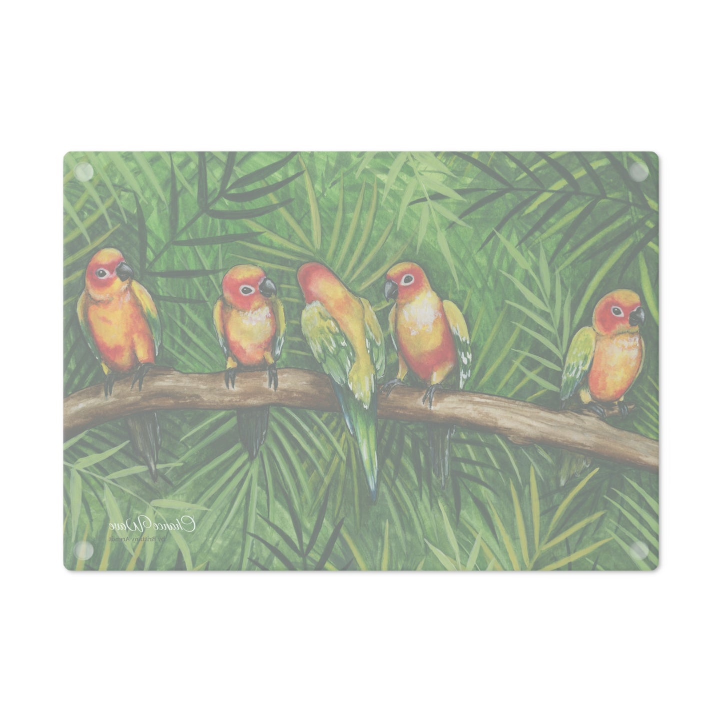 Love Birds Tempered Glass Cutting Board