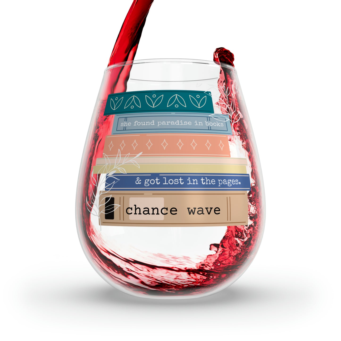 Book Paradise Stemless Wine Glass, 11.75oz