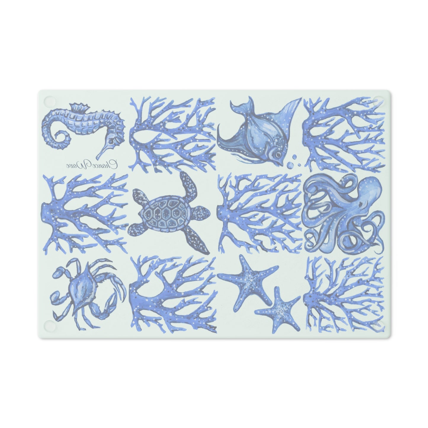 Ocean Pattern Tempered Glass Cutting Board