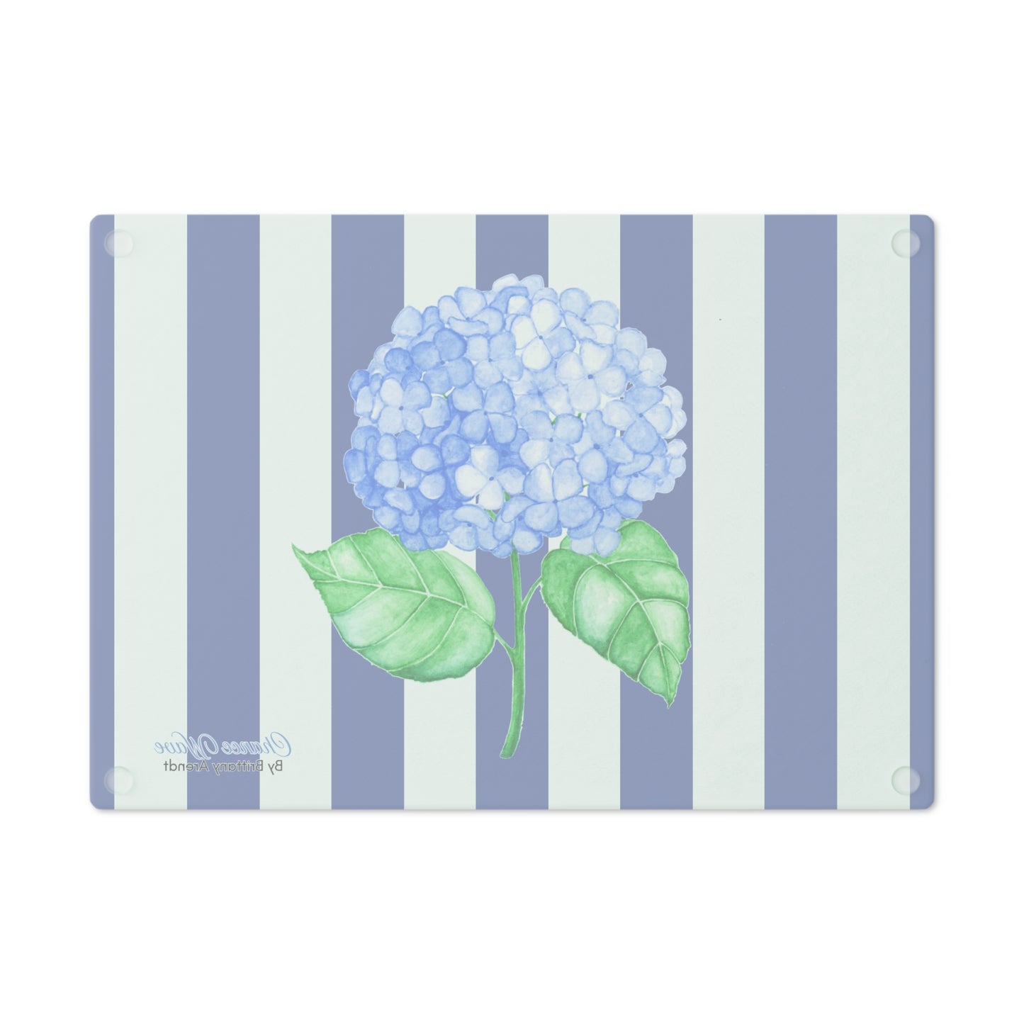 Hydrangea Striped Tempered Glass Cutting Board