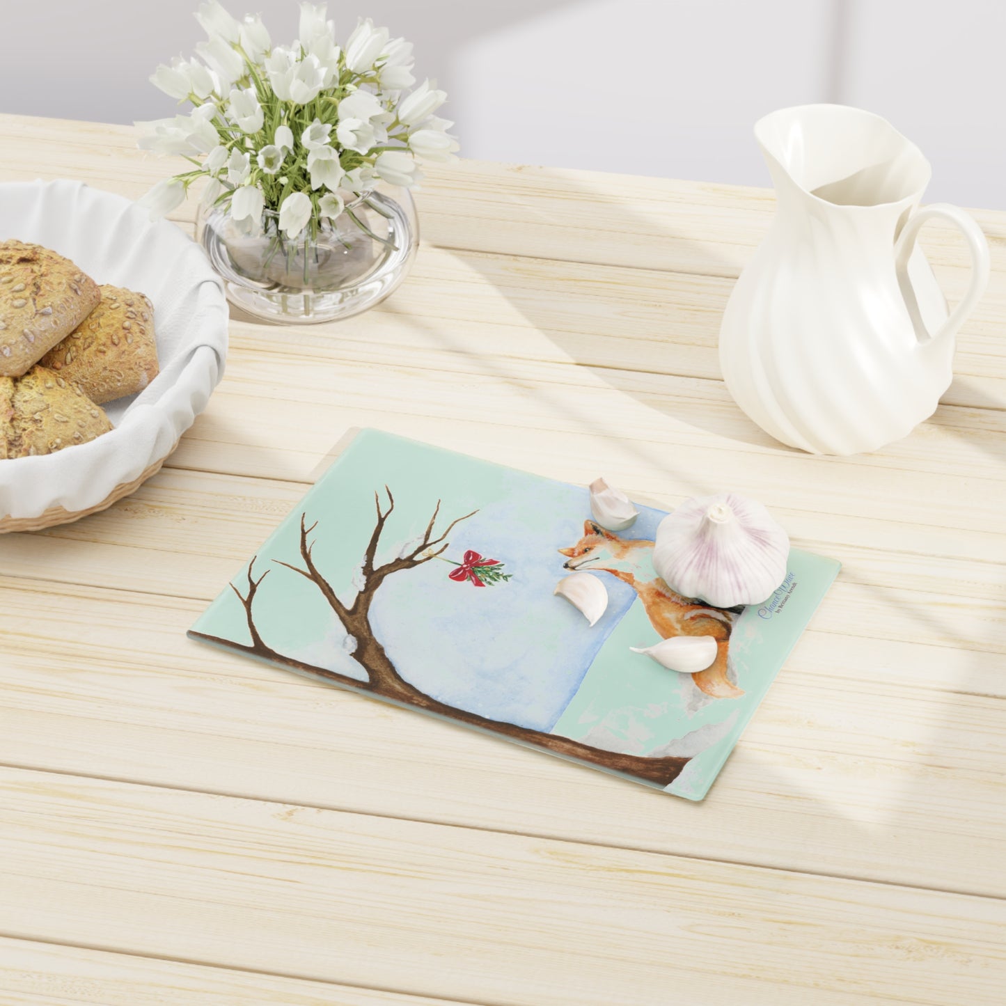 Winter Fox Tempered Glass Cutting Board