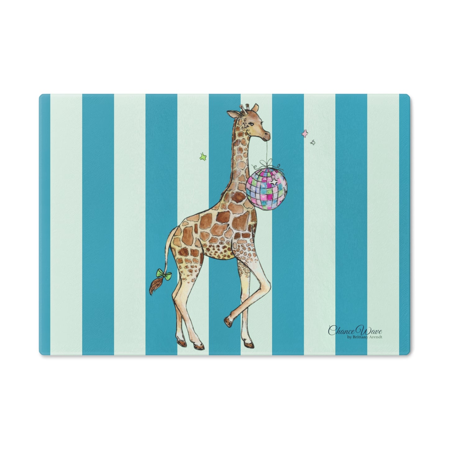 Giraffe Party Animal Tempered Glass Cutting Board
