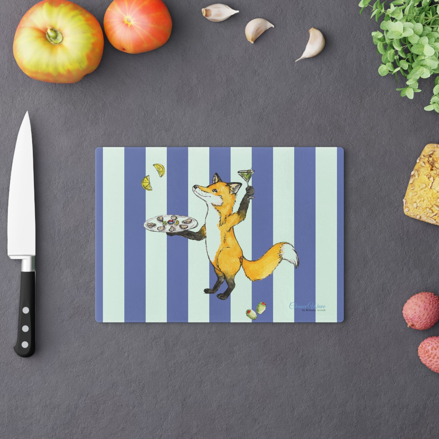 Fox party animal Tempered Glass Cutting Board