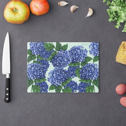 Hydrangea Tempered Glass Cutting Board