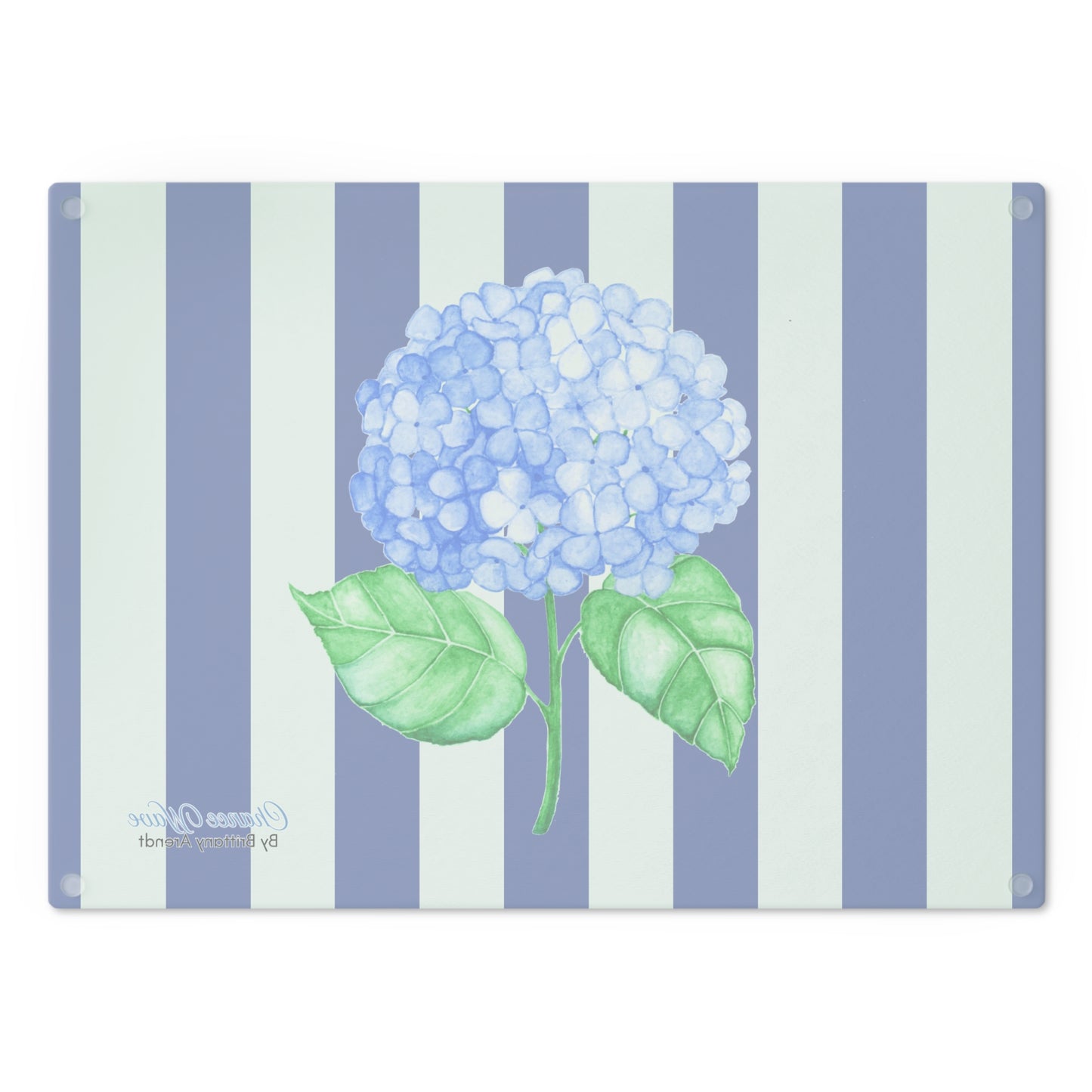 Hydrangea Striped Tempered Glass Cutting Board