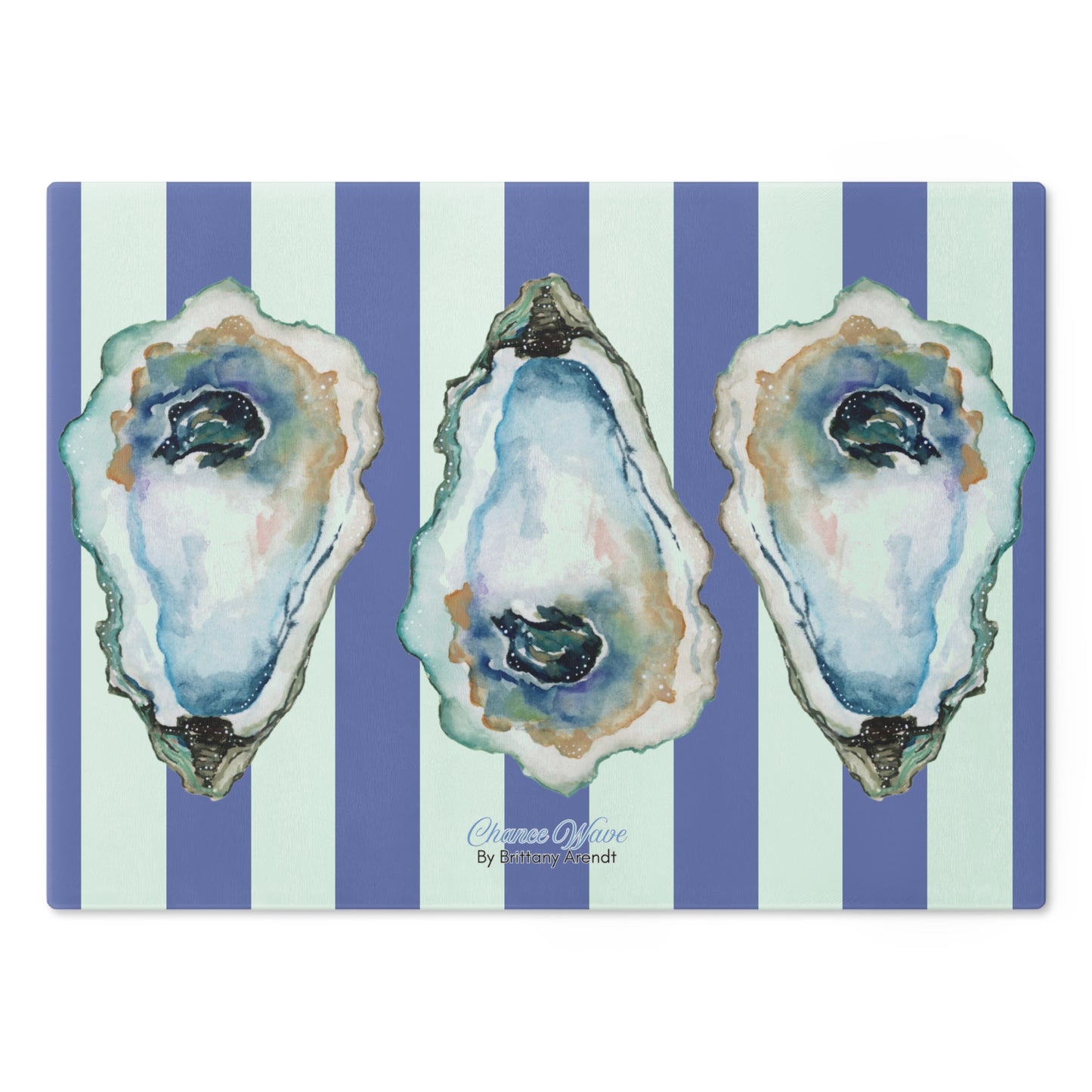 Oyster Striped Tempered Glass Cutting Board