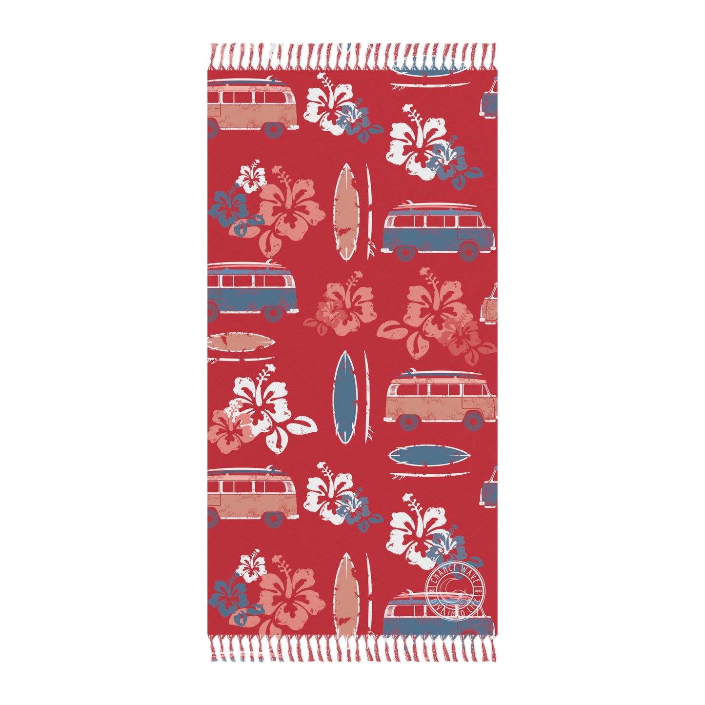 Red Surf Pattern Boho Beach Cloth