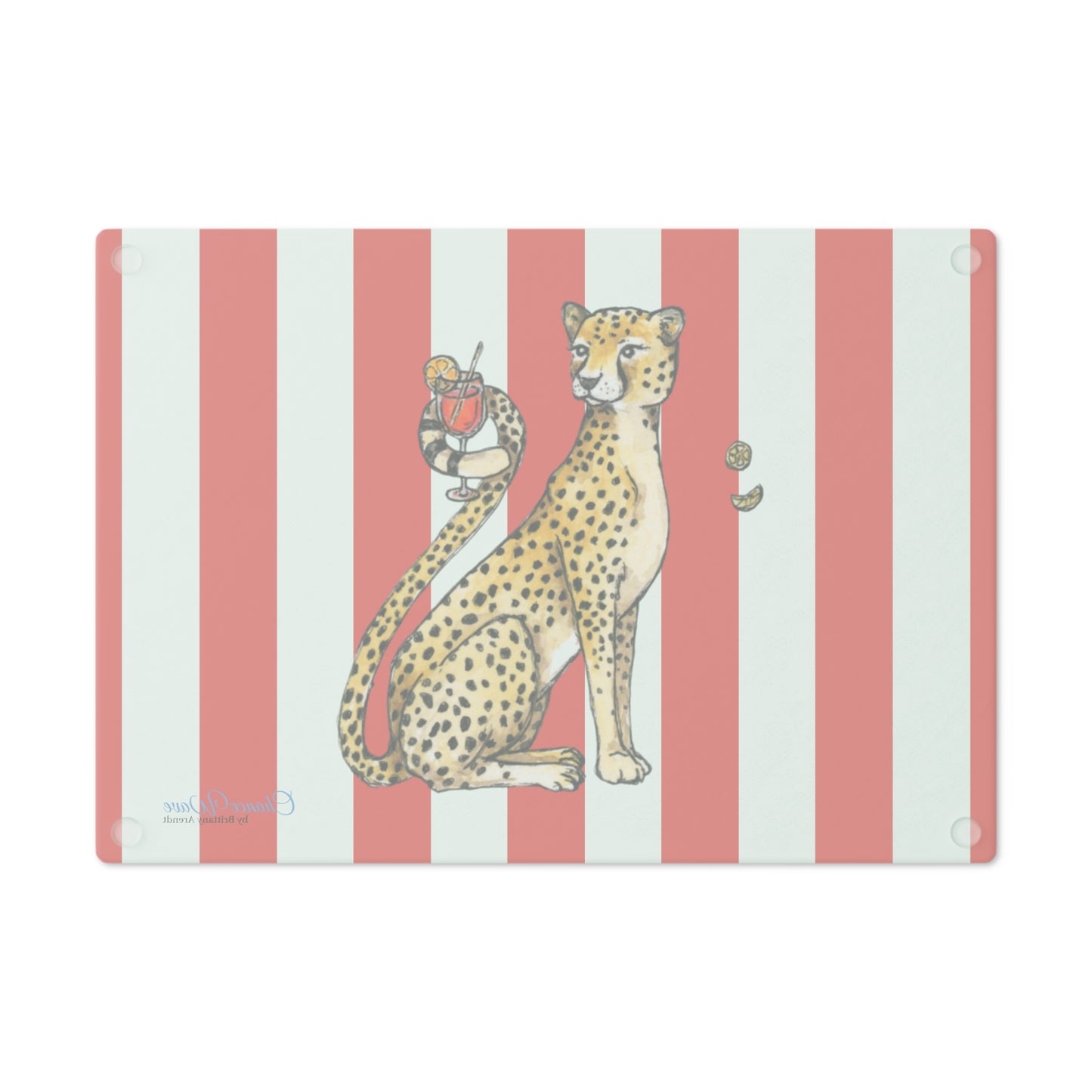 Cheetah Spritz Party Animal Tempered Glass Cutting Board