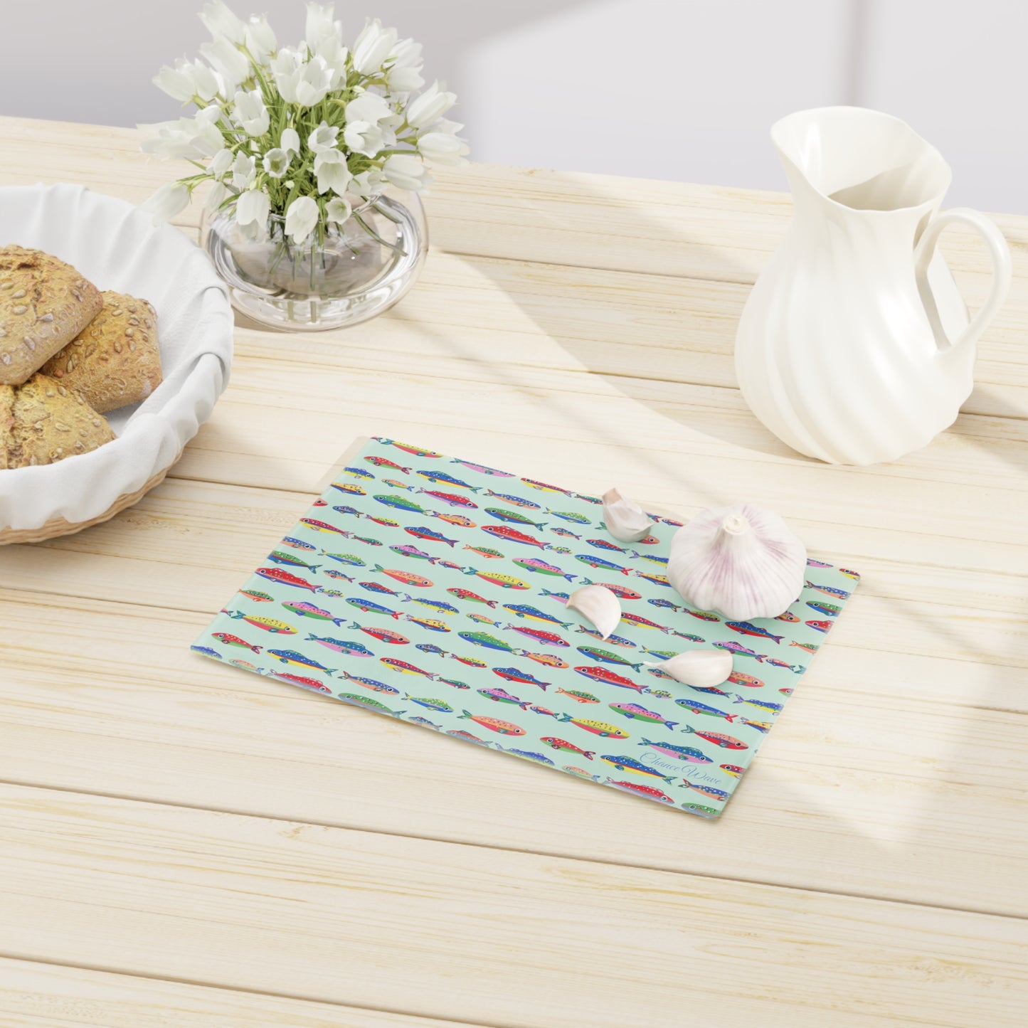 Fishy Tempered Glass Cutting Board