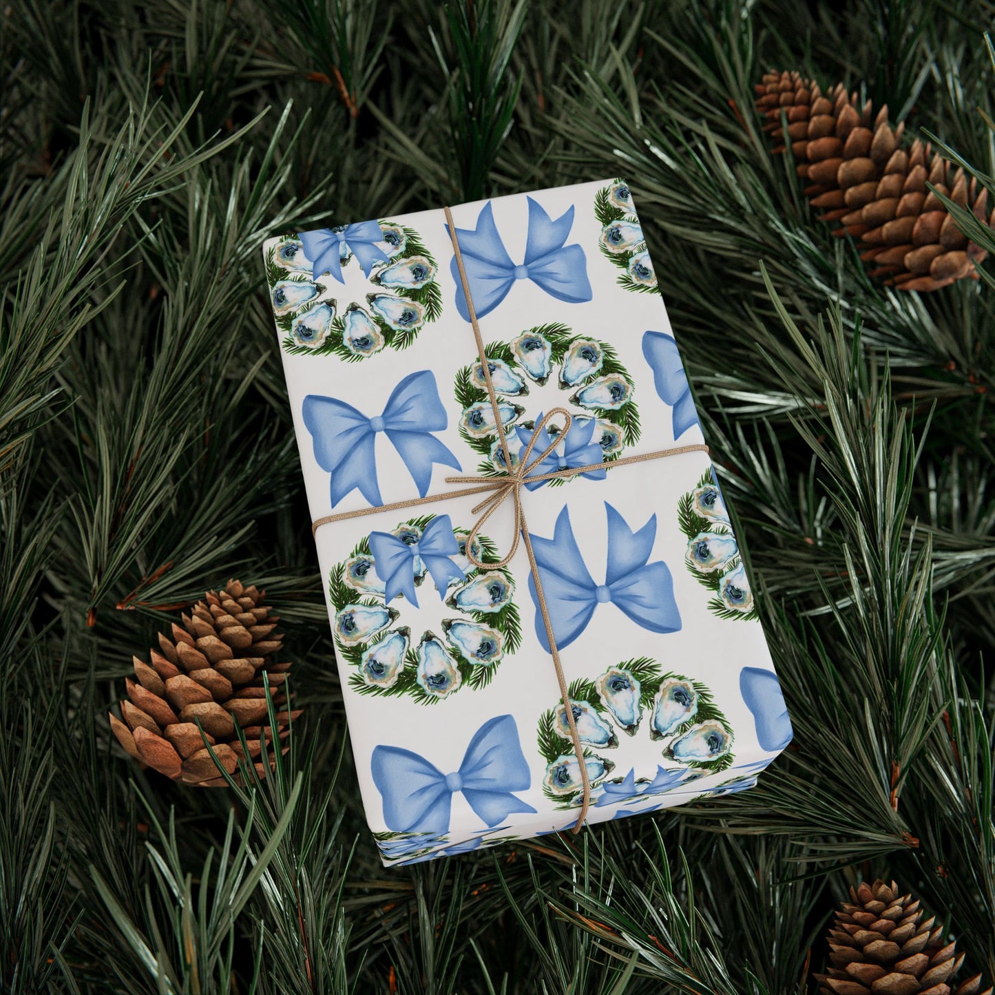 Oyster Wreath & Bow Wrapping Paper
