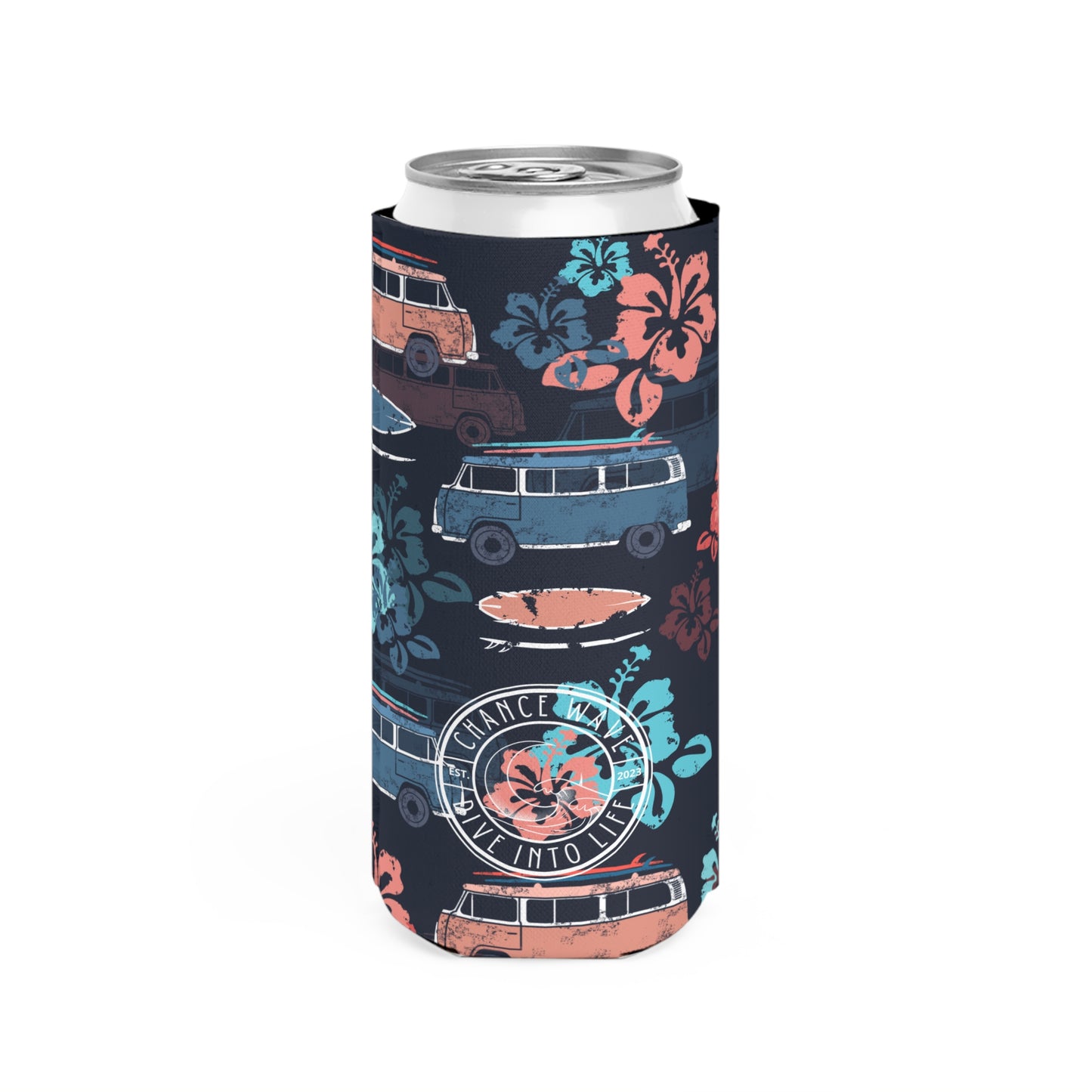 Beach Pattern Slim Koozie