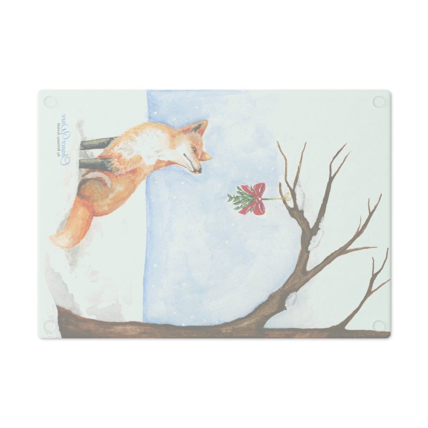 Winter Fox Tempered Glass Cutting Board