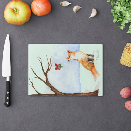 Winter Fox Tempered Glass Cutting Board
