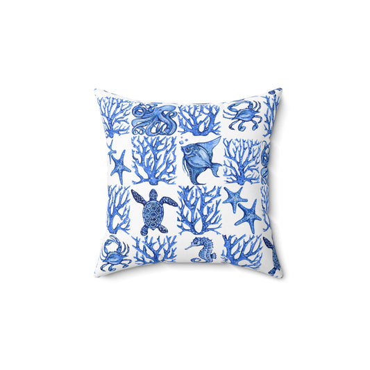 Ocean Pattern Polyester Square Pillow