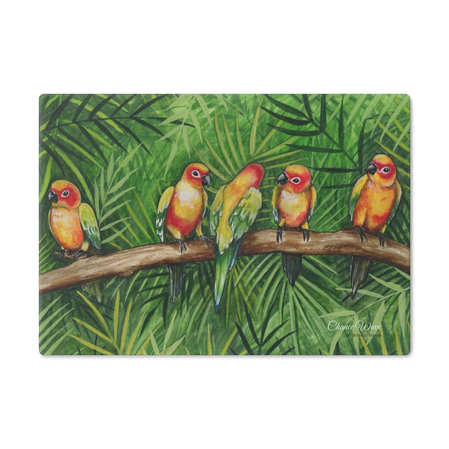 Love Birds Tempered Glass Cutting Board