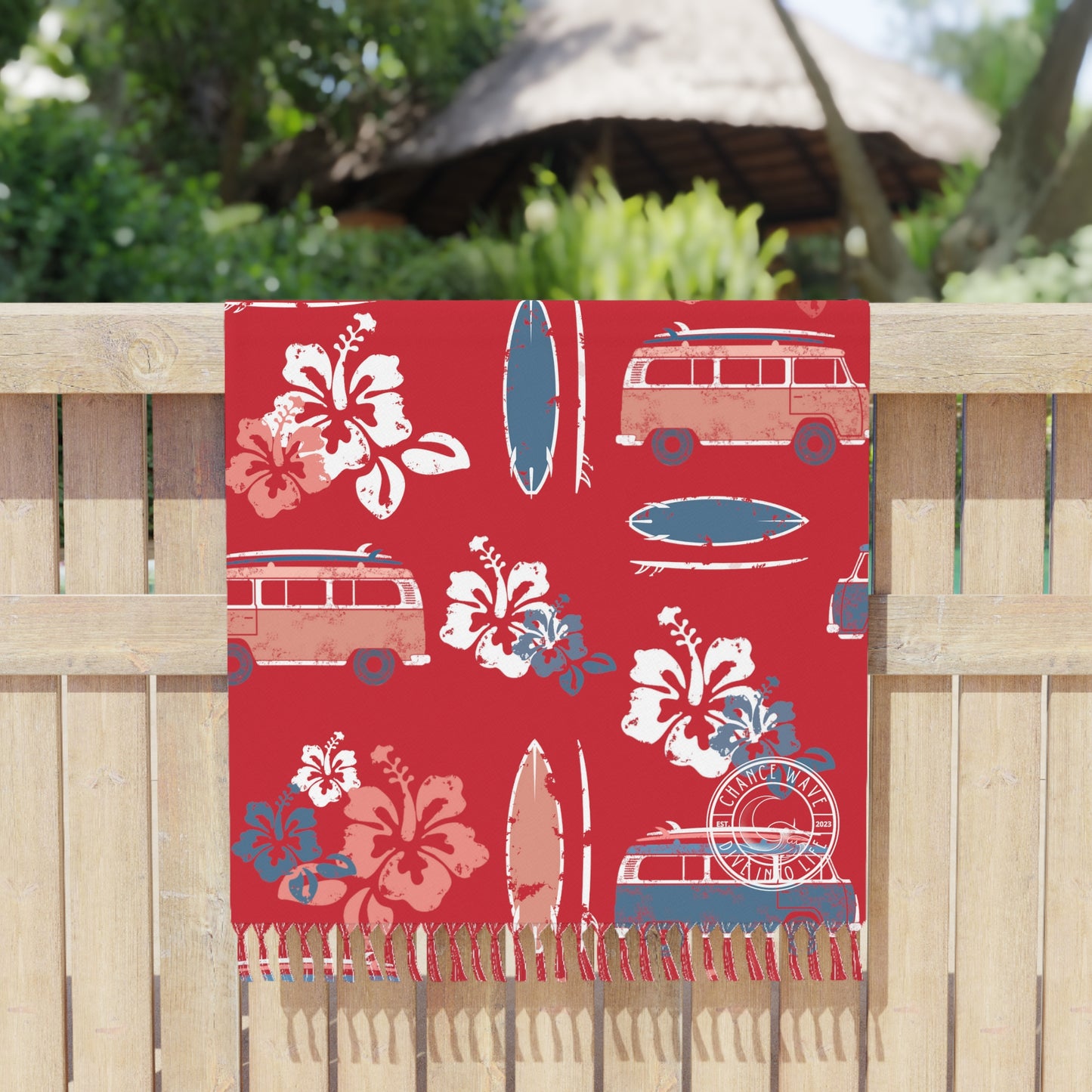 Red Surf Pattern Boho Beach Cloth