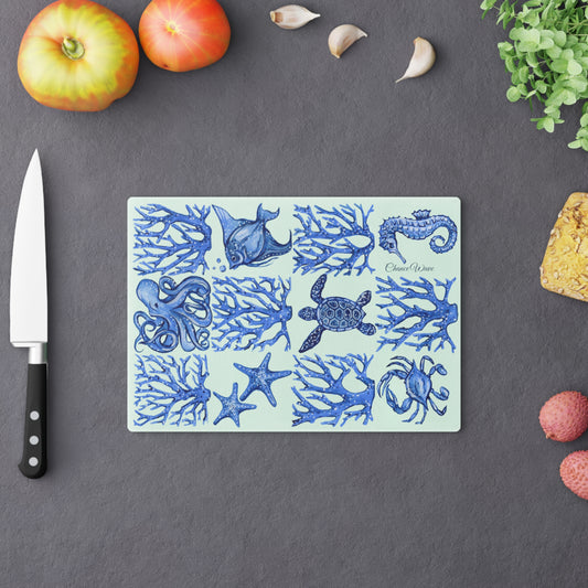 Ocean Pattern Tempered Glass Cutting Board