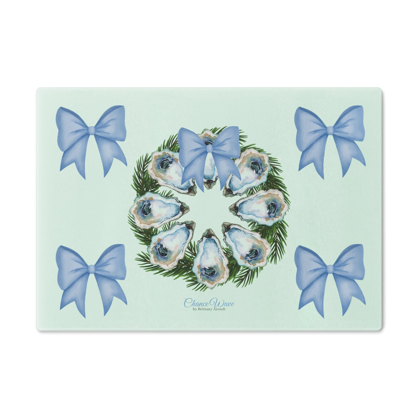 Oyster Wreath Tempered Glass Cutting Board