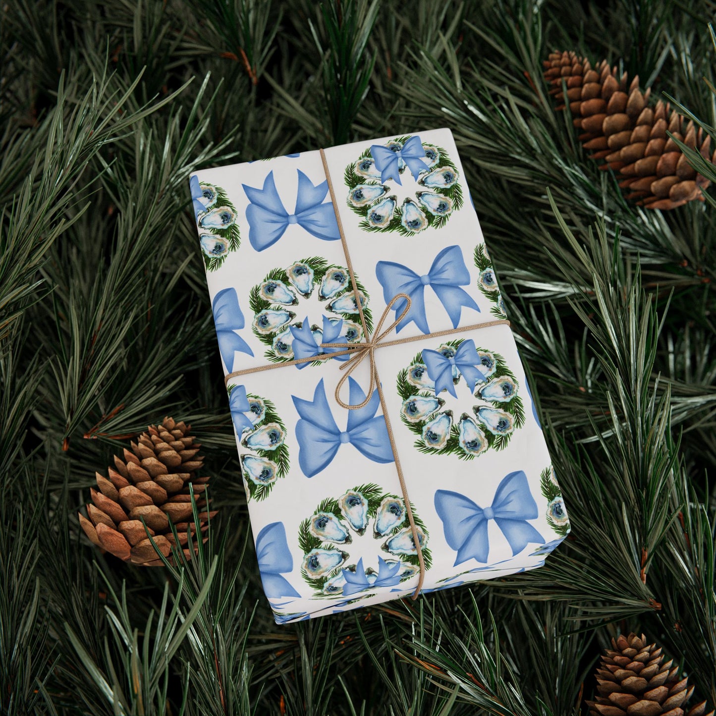 Oyster Wreath & Bow Wrapping Paper