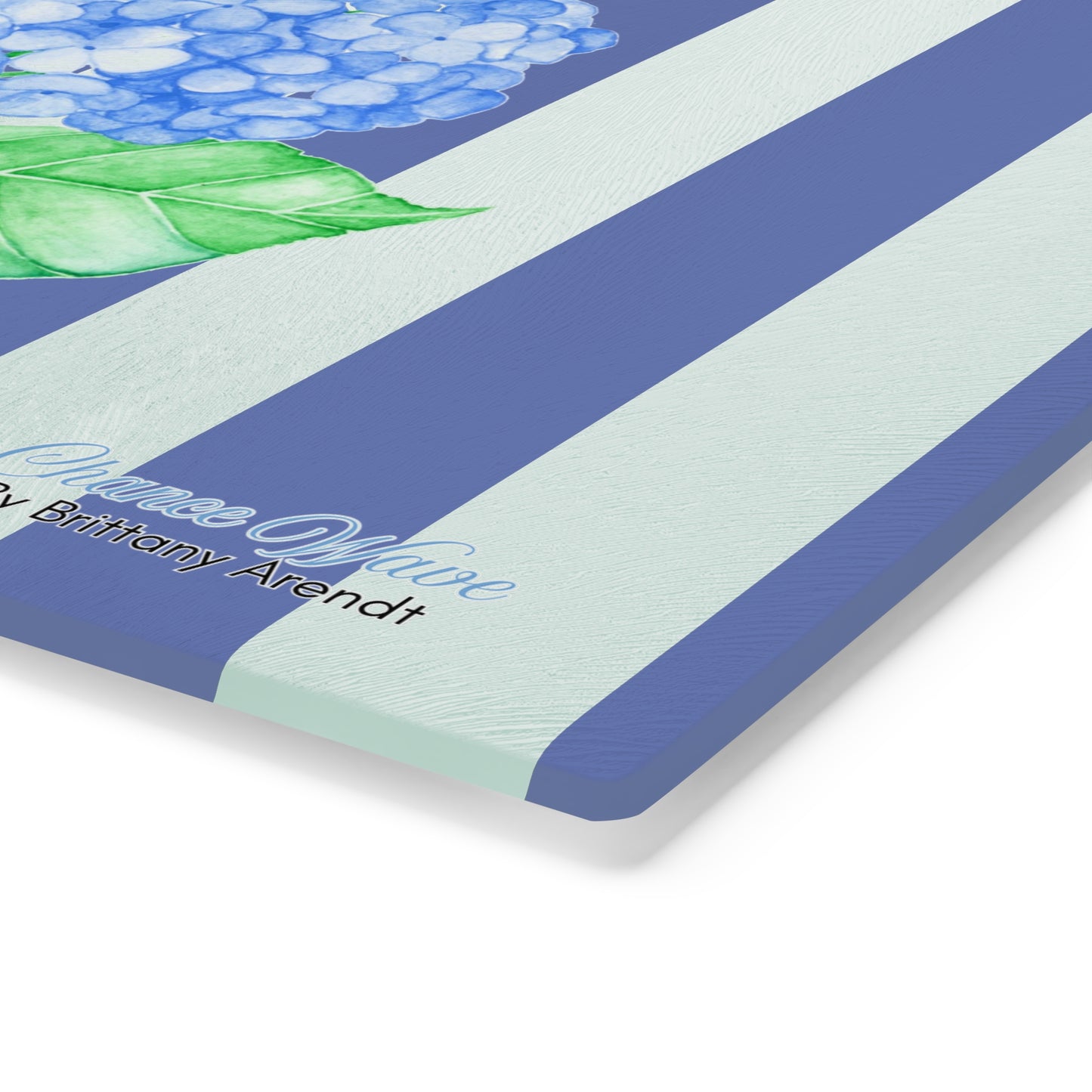 Hydrangea Striped Tempered Glass Cutting Board
