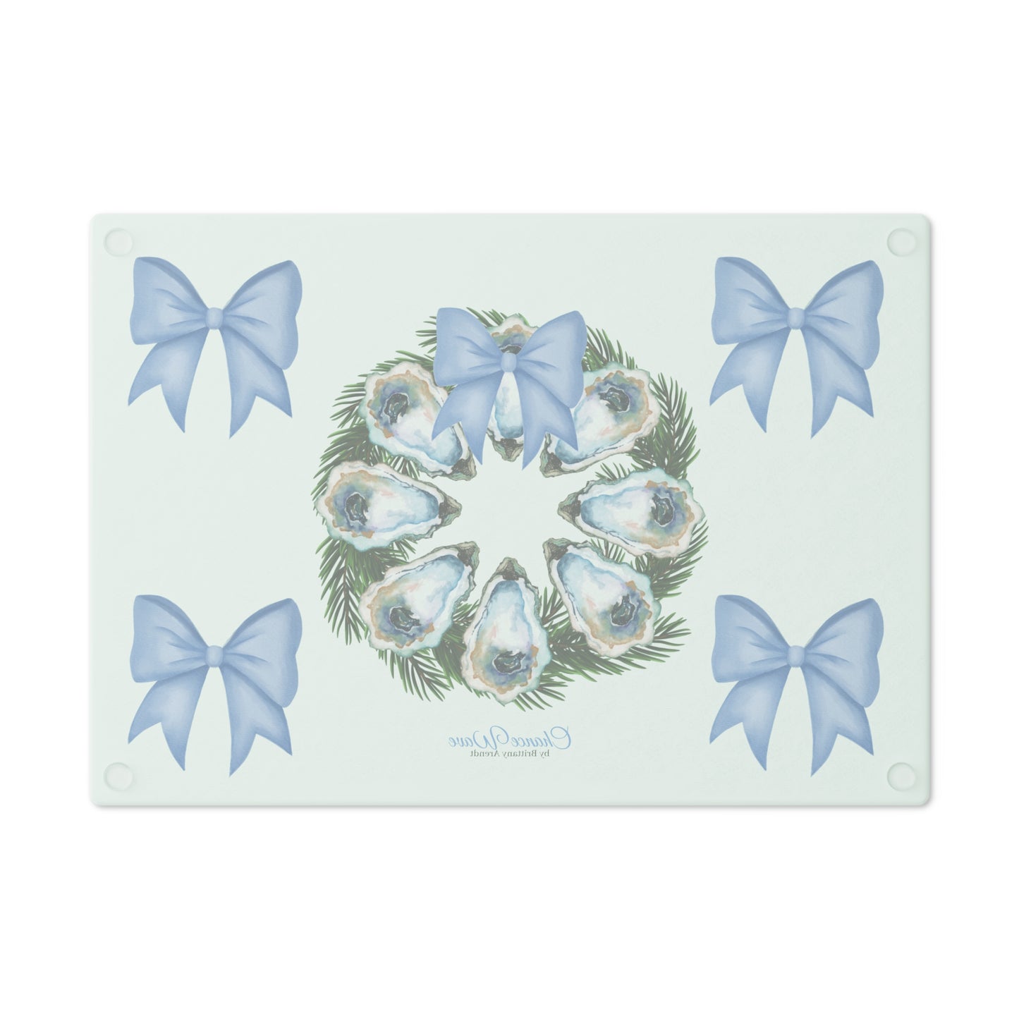 Oyster Wreath Tempered Glass Cutting Board