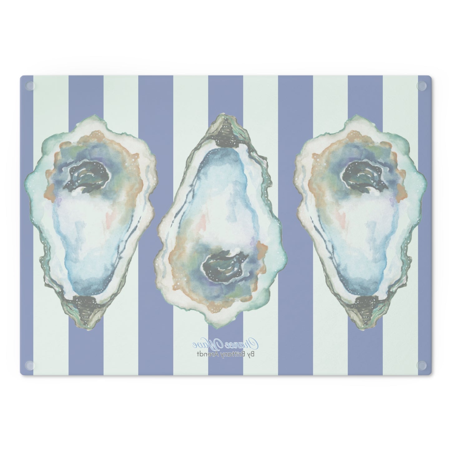 Oyster Striped Tempered Glass Cutting Board