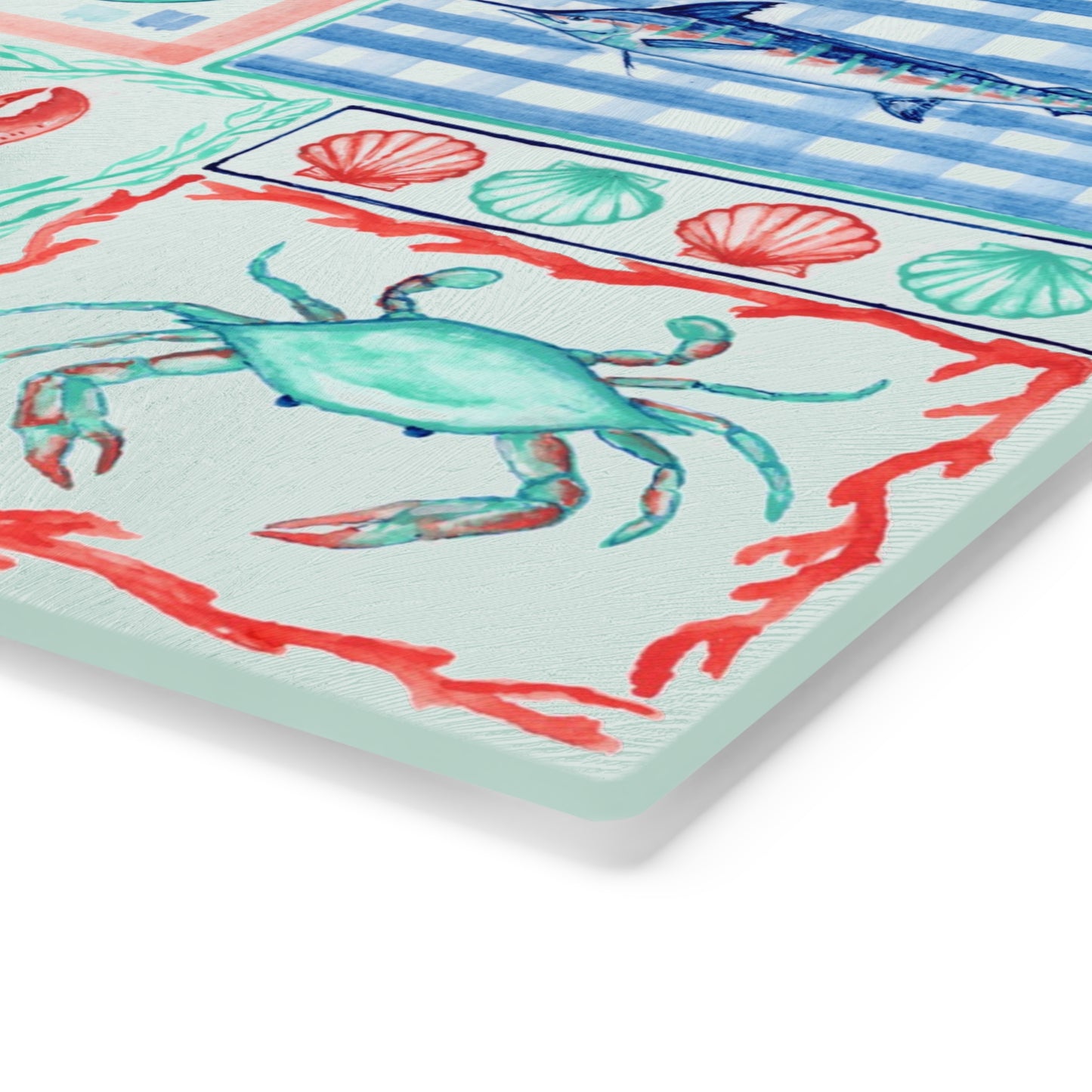 Coastal Summer Tempered Glass Cutting Board