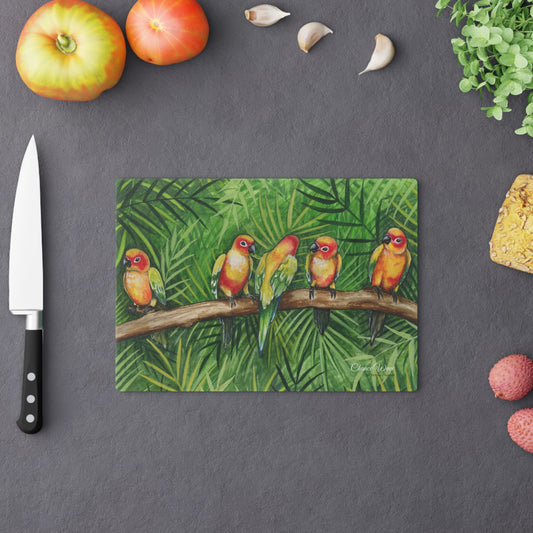 Love Birds Tempered Glass Cutting Board