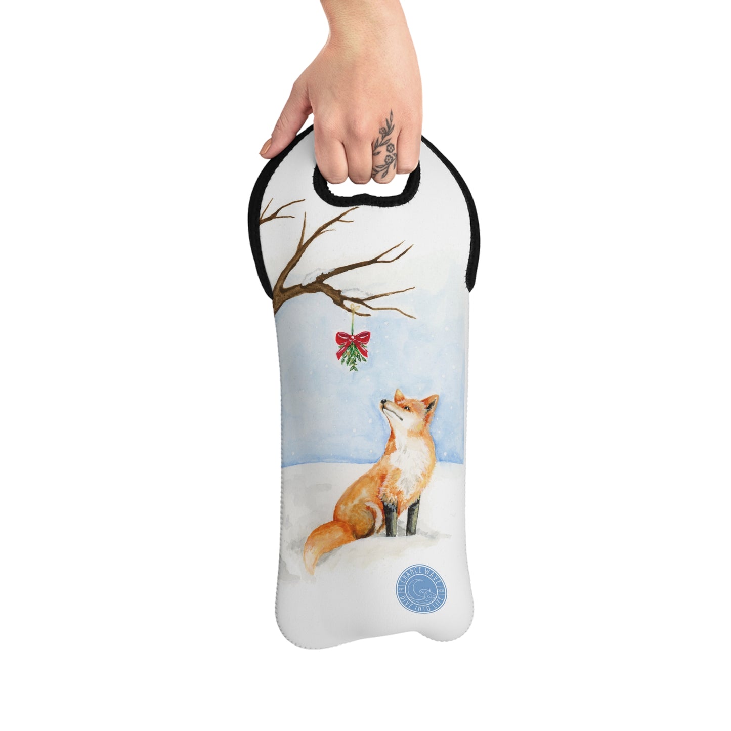 Winter Fox Wine Tote Bag