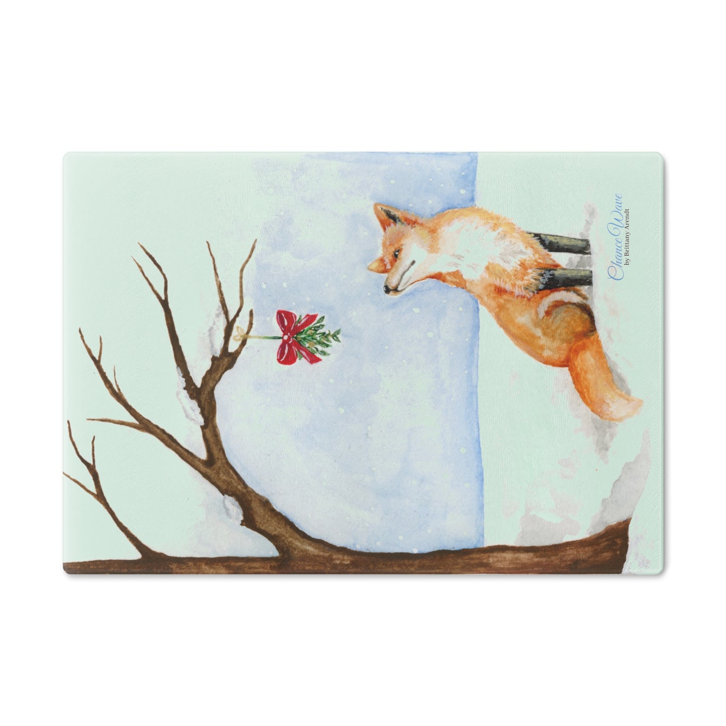 Winter Fox Tempered Glass Cutting Board