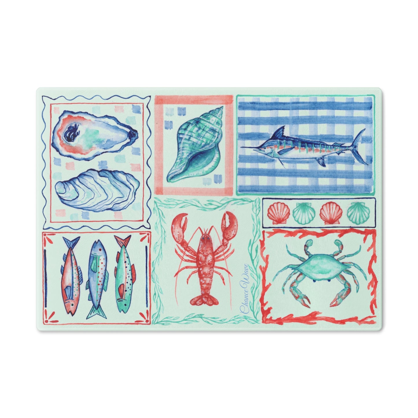 Coastal Summer Tempered Glass Cutting Board