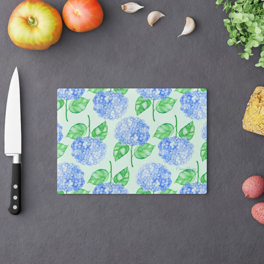 Hydrangea Tempered Glass Cutting Board