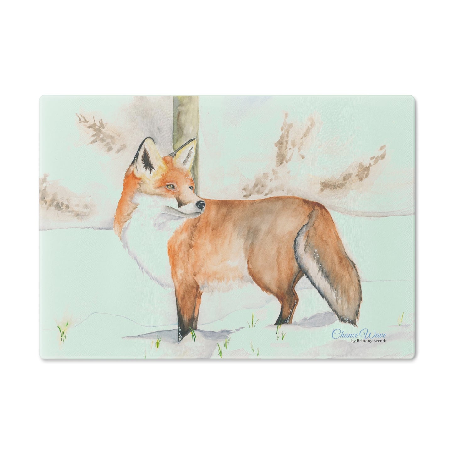 Winter Fox Tempered Glass Cutting Board