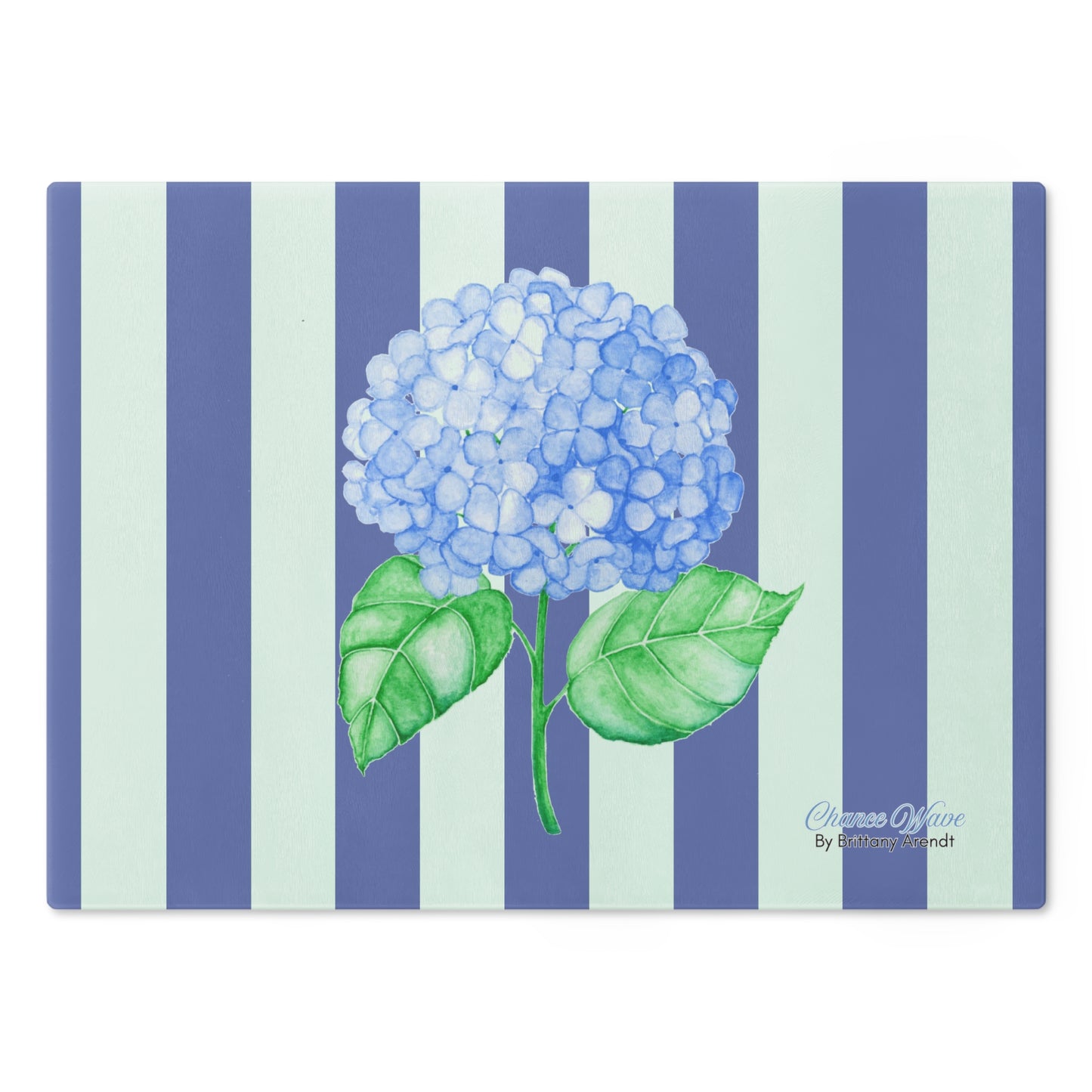 Hydrangea Striped Tempered Glass Cutting Board