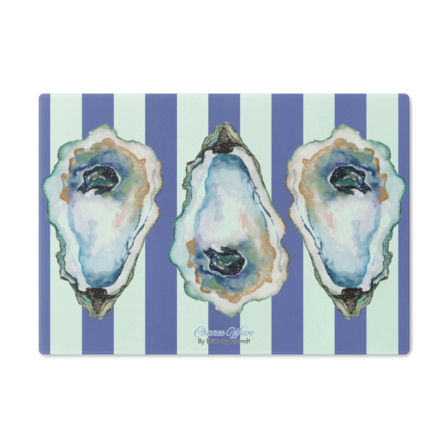 Oyster Striped Tempered Glass Cutting Board