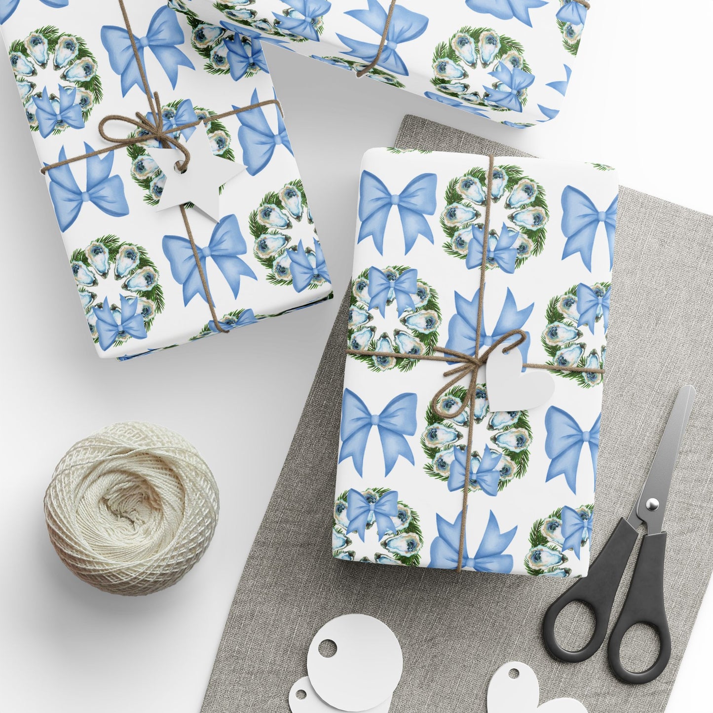 Oyster Wreath & Bow Wrapping Paper