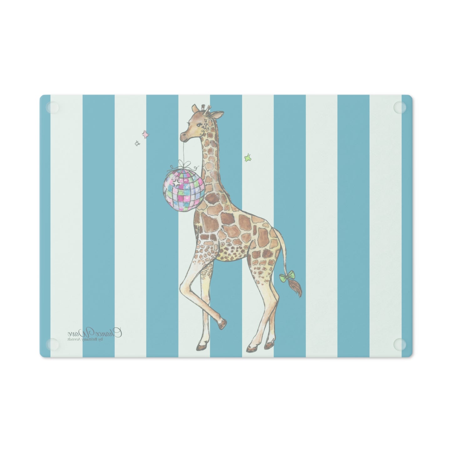 Giraffe Party Animal Tempered Glass Cutting Board