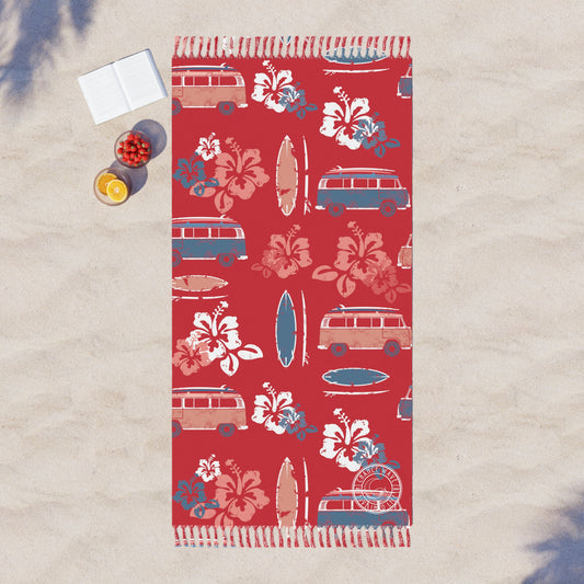 Red Surf Pattern Boho Beach Cloth